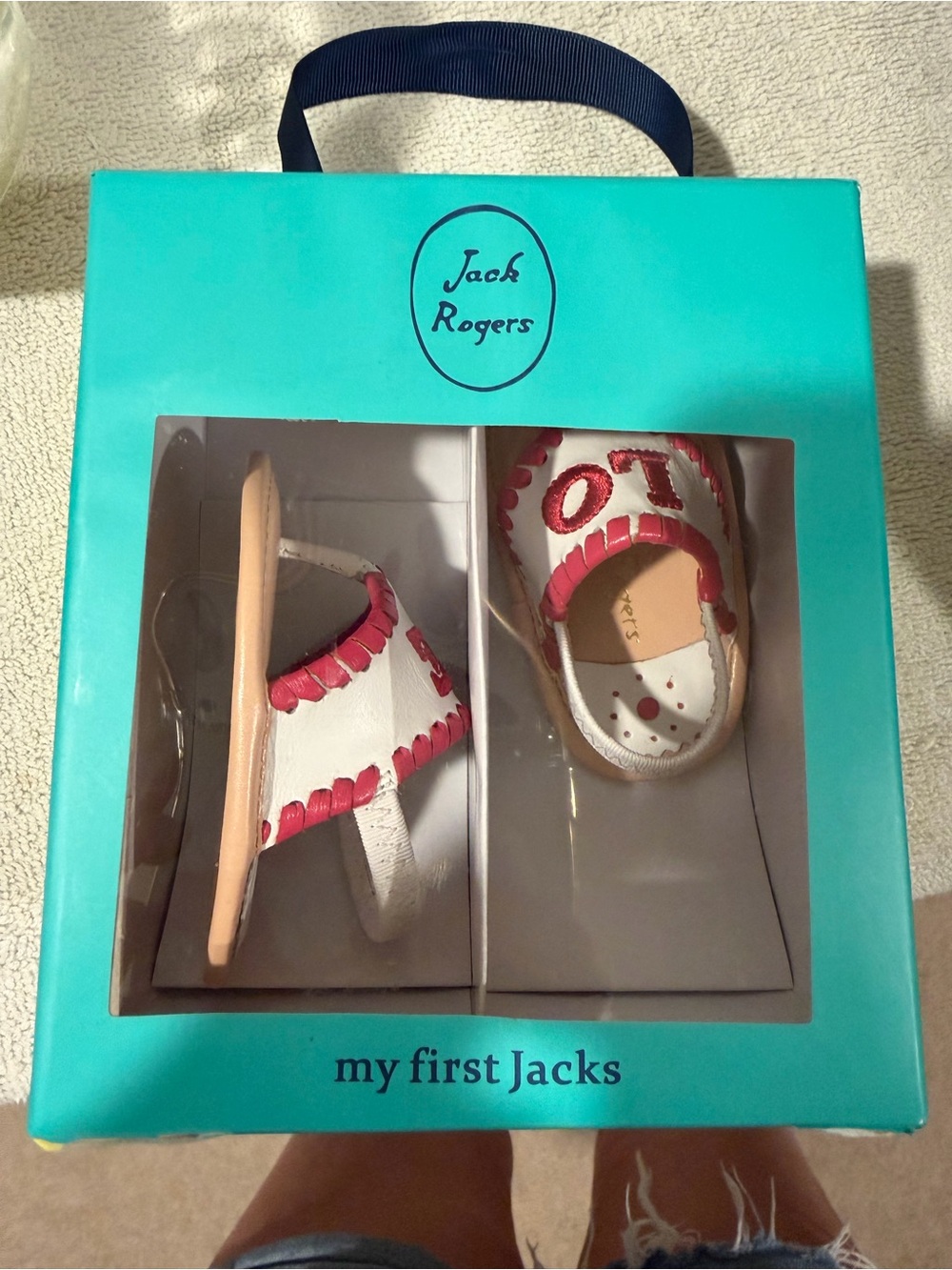 Jack Rogers Baby Infant White & Red My First Jacks Sandals